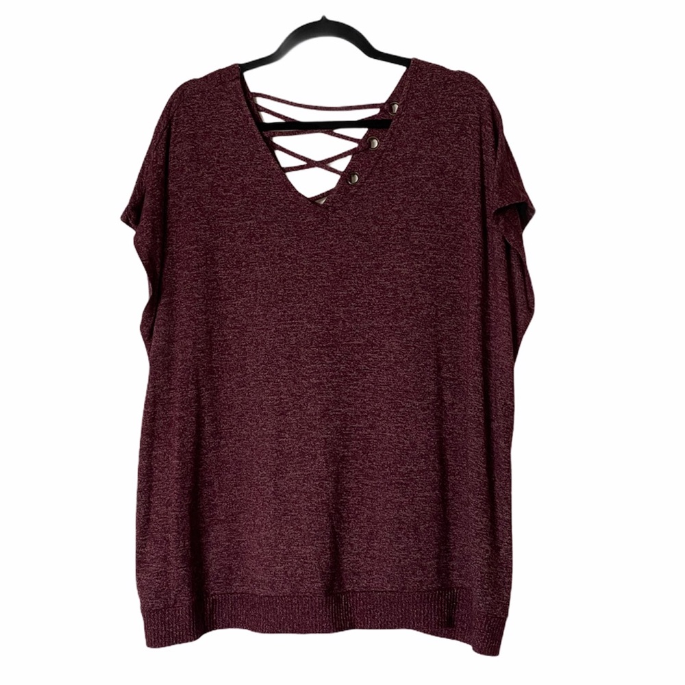 Maurices lattice back sweater tshirt burgundy 1x